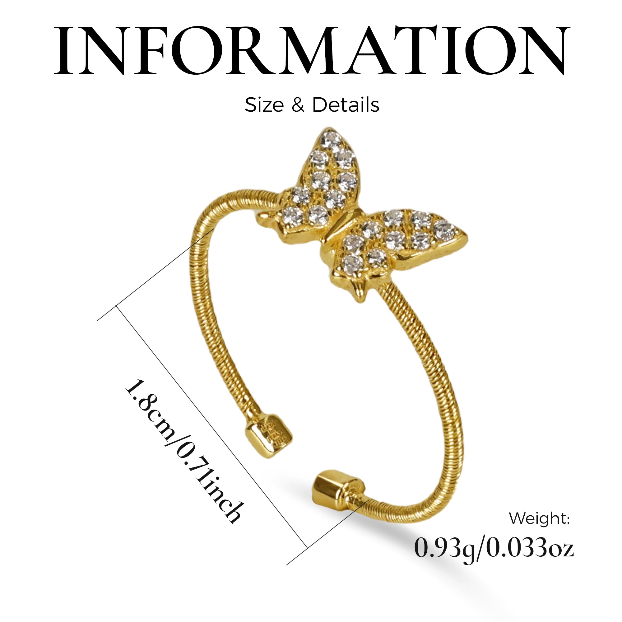 BLOOMVERE BUTTERFLY ADJUSTABLE RING
