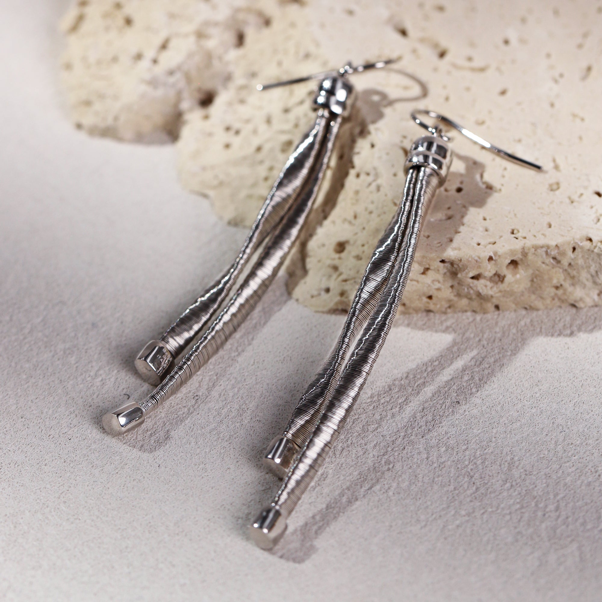 BLOOMVERE 2-STRAND TASSEL COIL EARRINGS