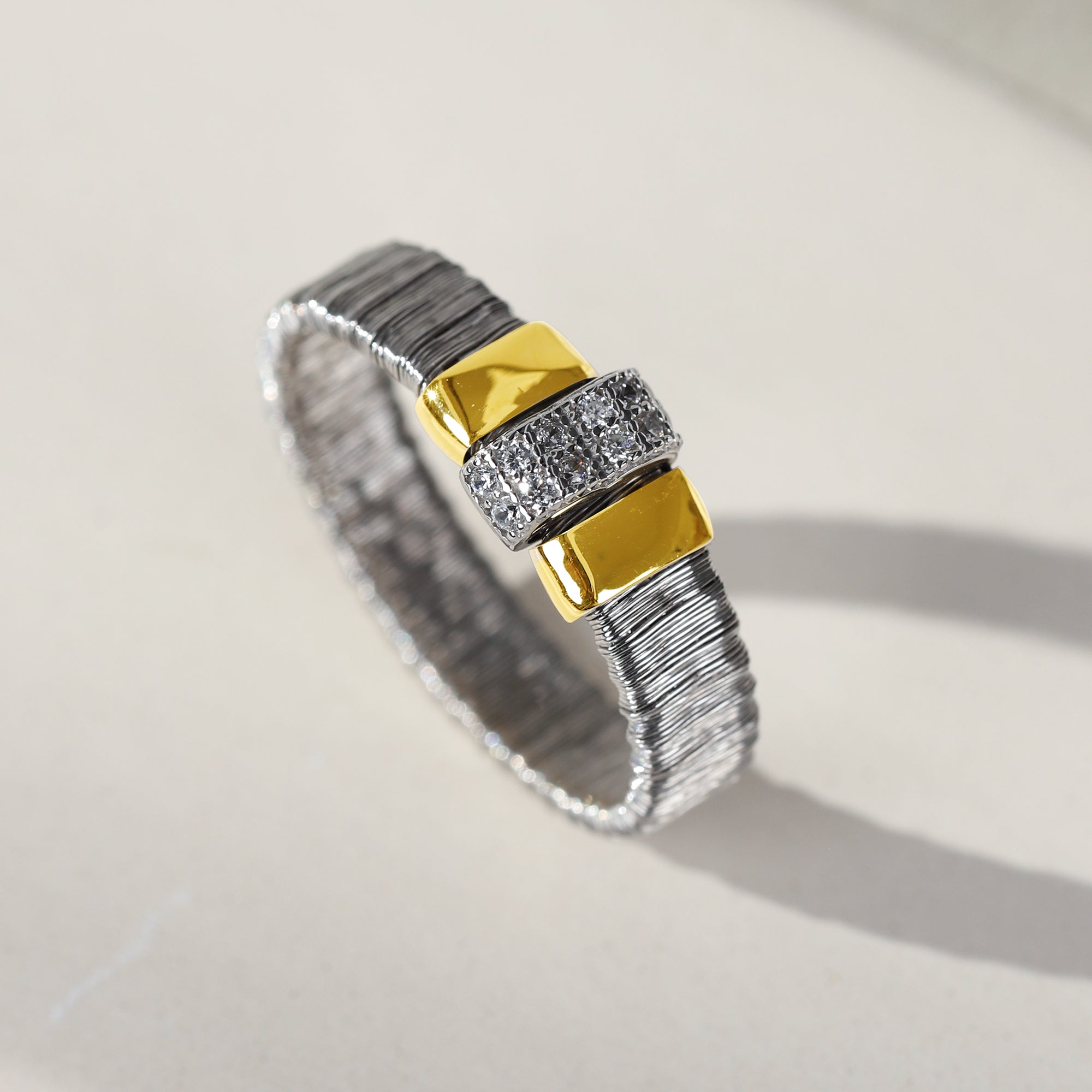 BLOOMVERE WIDE SHINY DIAMOND RING (SILVER)