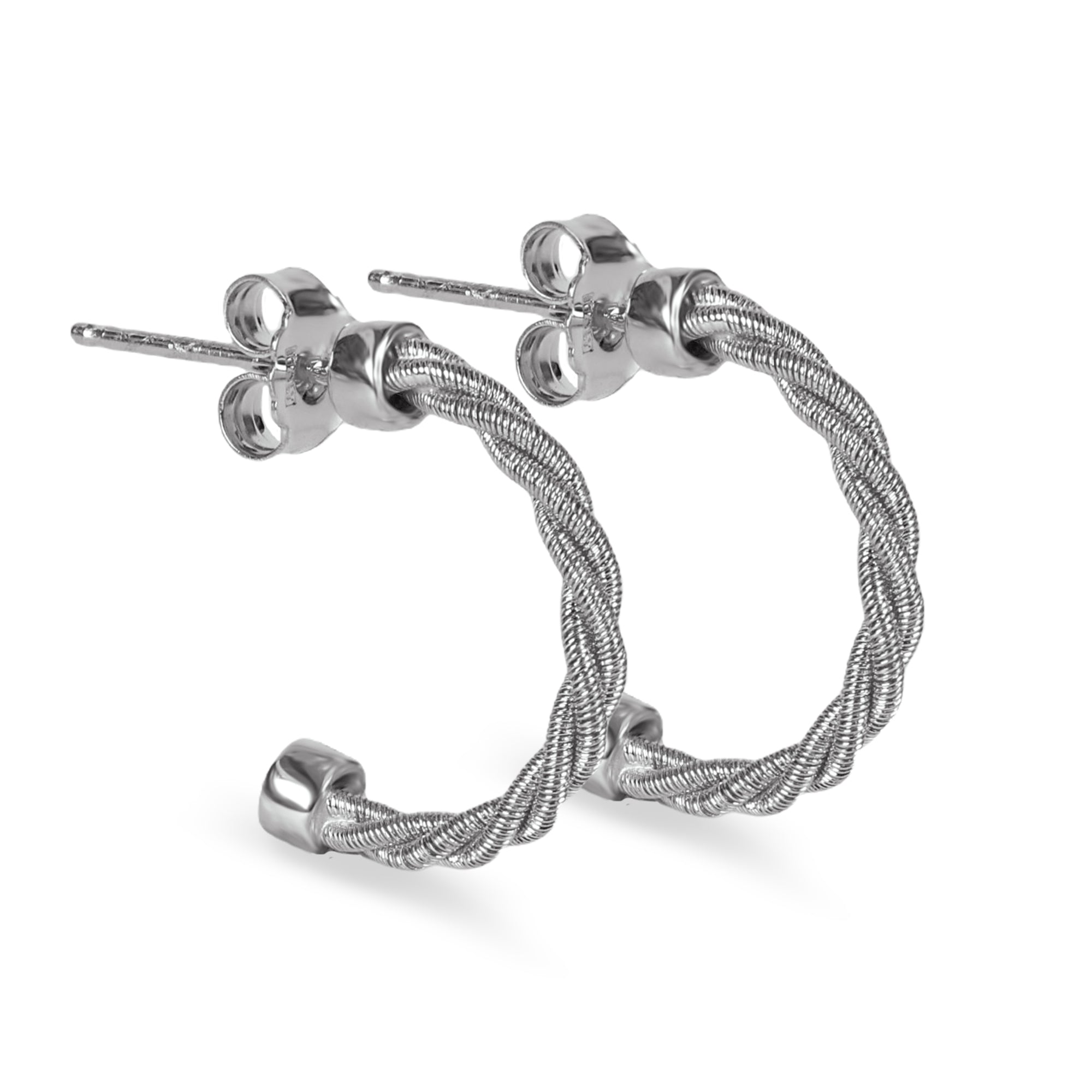 BLOOMVERE TWIST ROPE EARRINGS (SILVER)