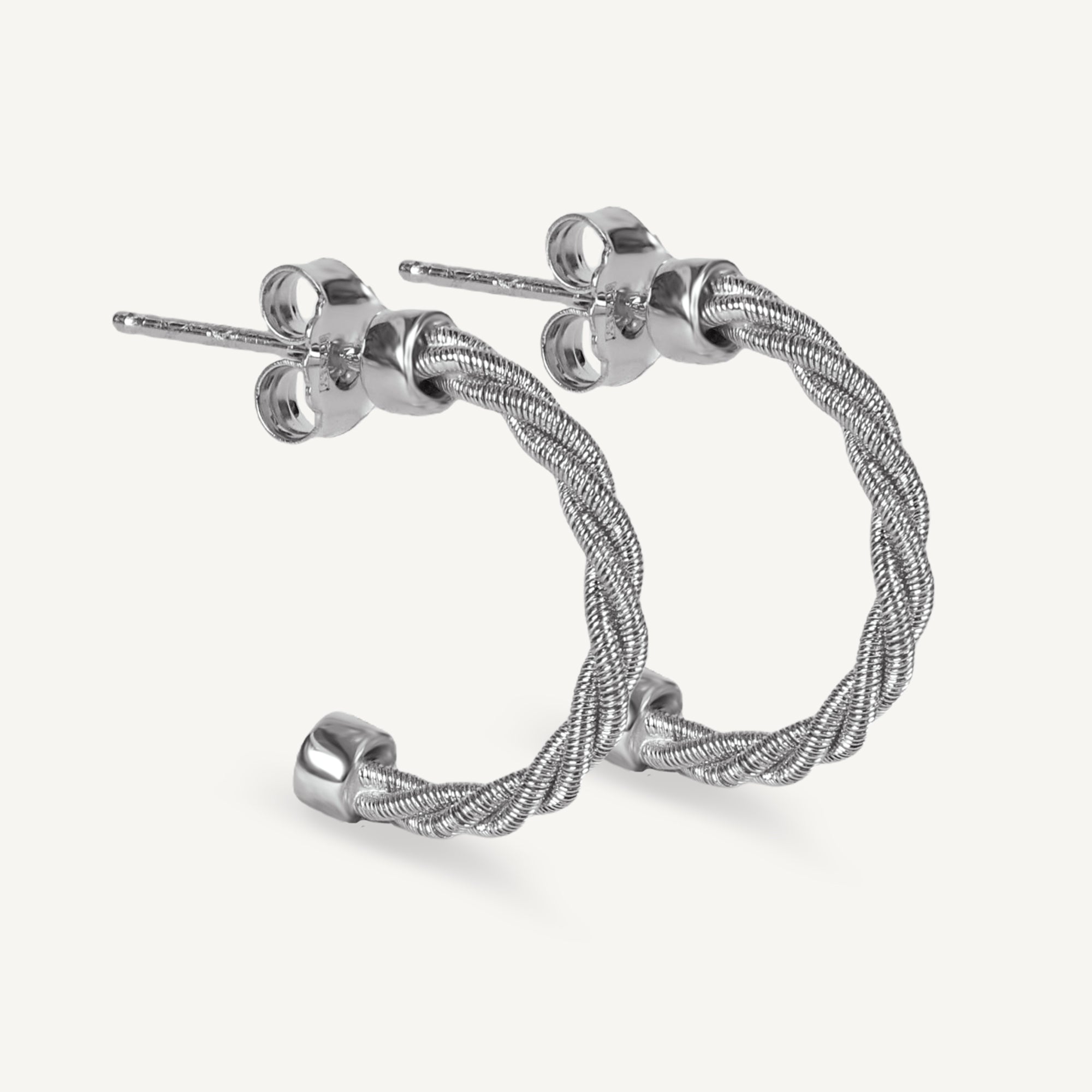 BLOOMVERE TWIST ROPE EARRINGS (SILVER)