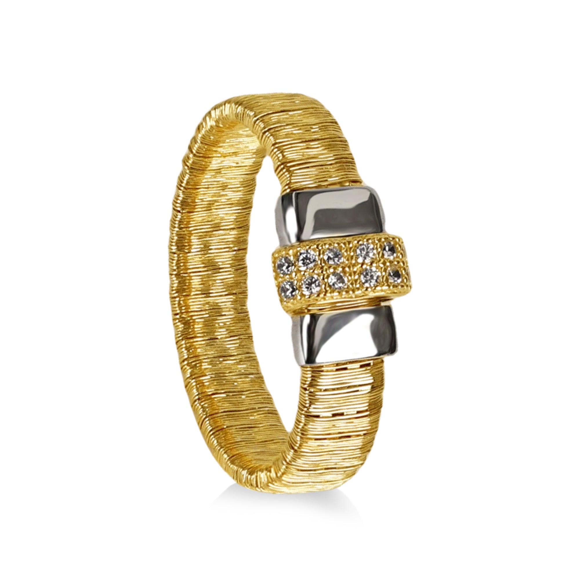 BLOOMVERE WIDE SHINY DIAMOND RING (SILVER)