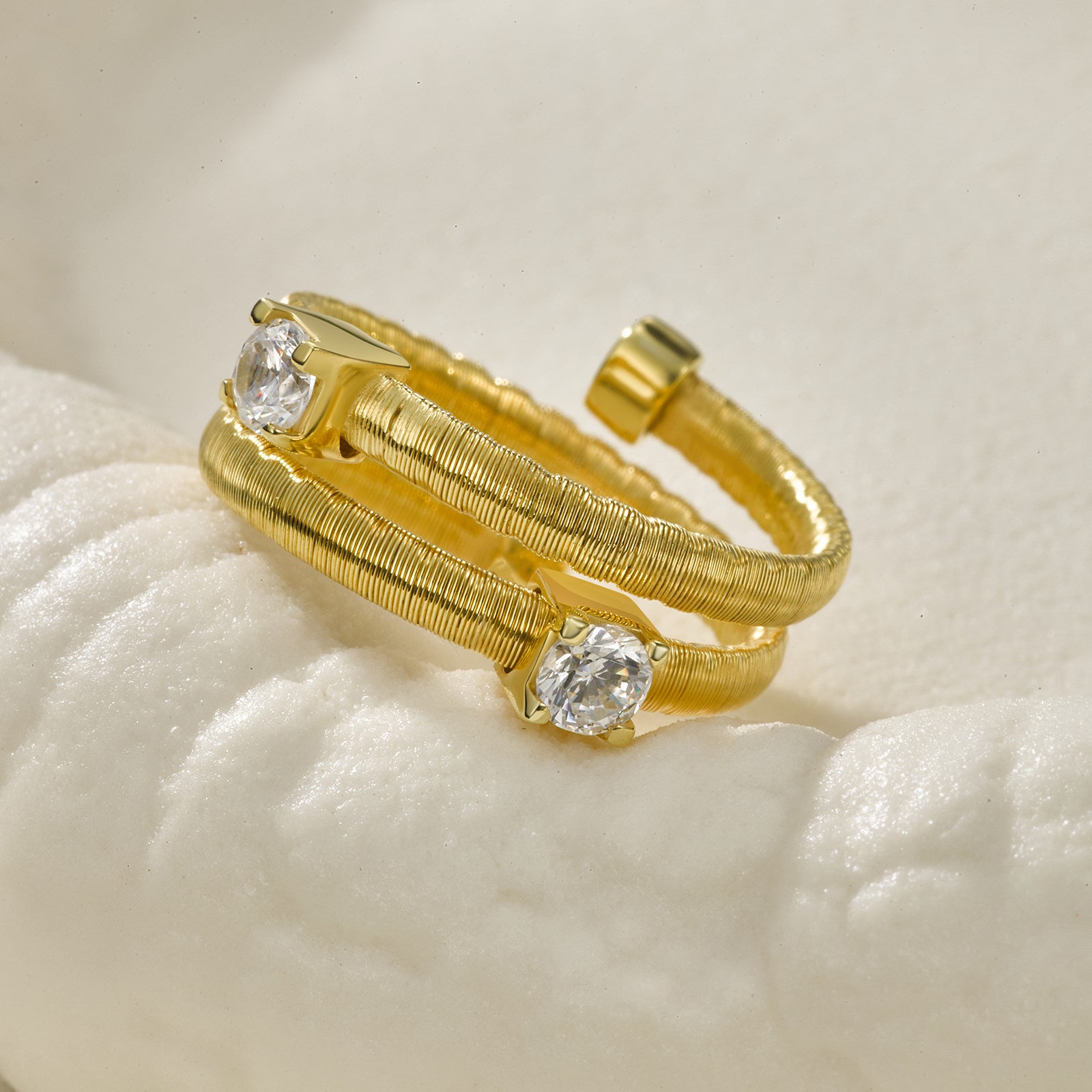 BLOOMVERE DOUBLE CUFF ADJUSTABLE RING