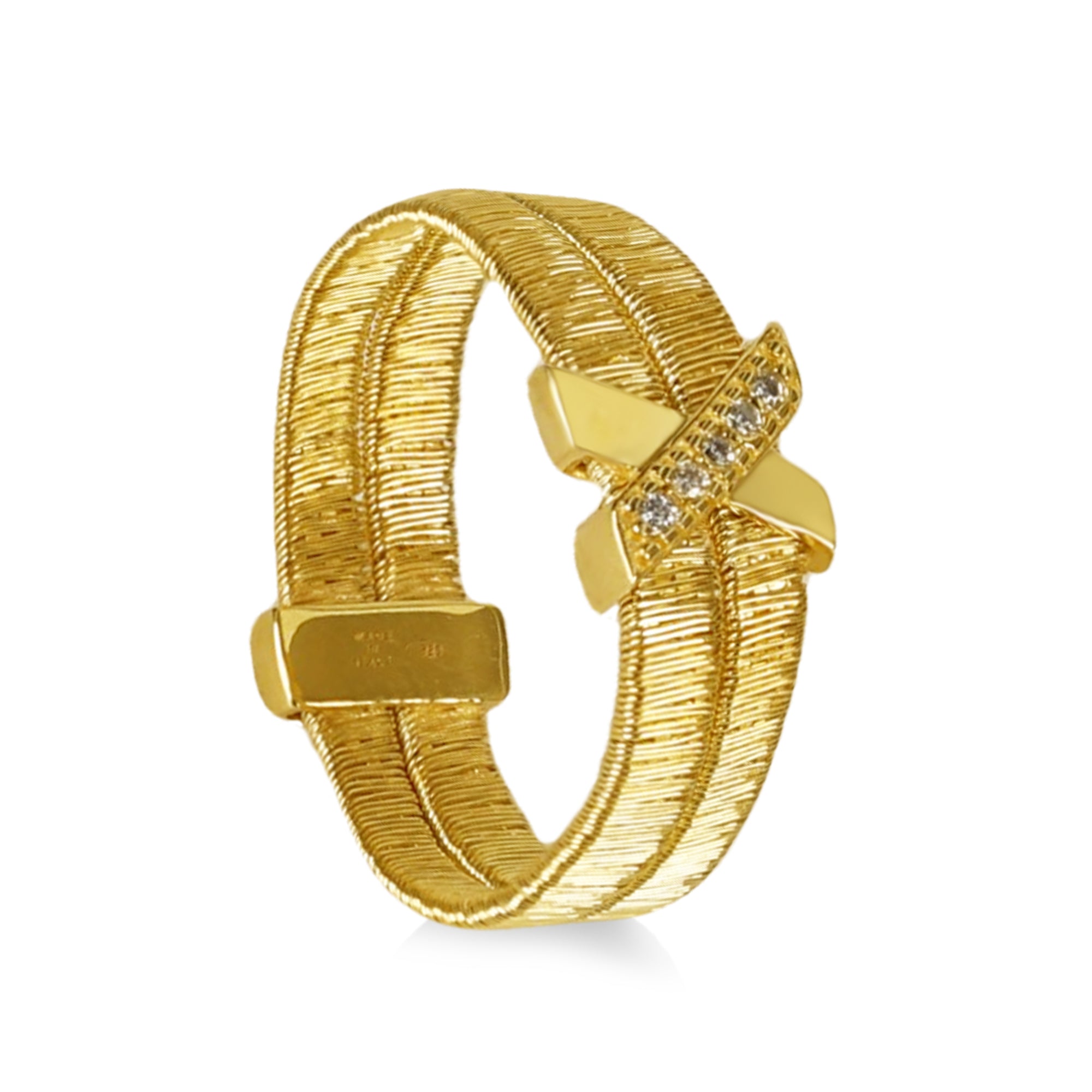 BLOOMVERE WIDE SHINY DIAMOND RING (GOLD)