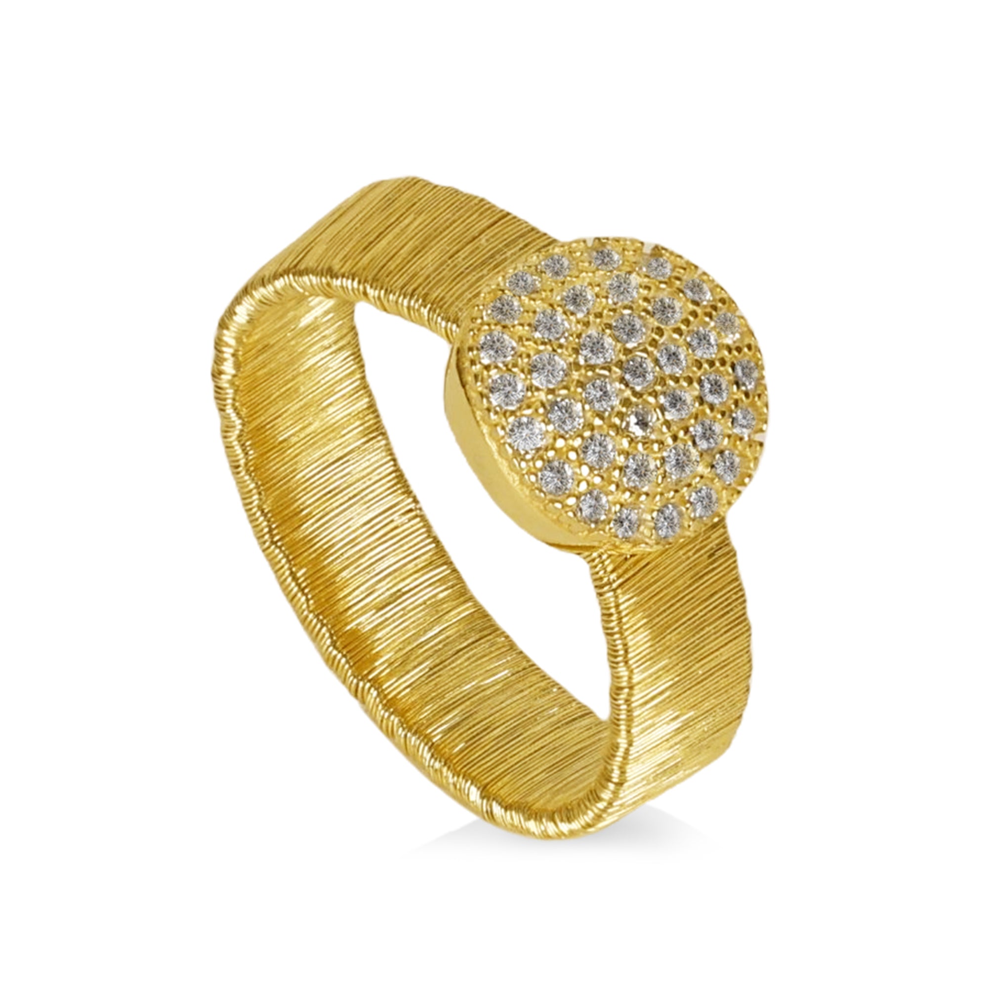 BLOOMVERE BRUSHED HAMMERED DIAMOND OVAL RING (GOLD)