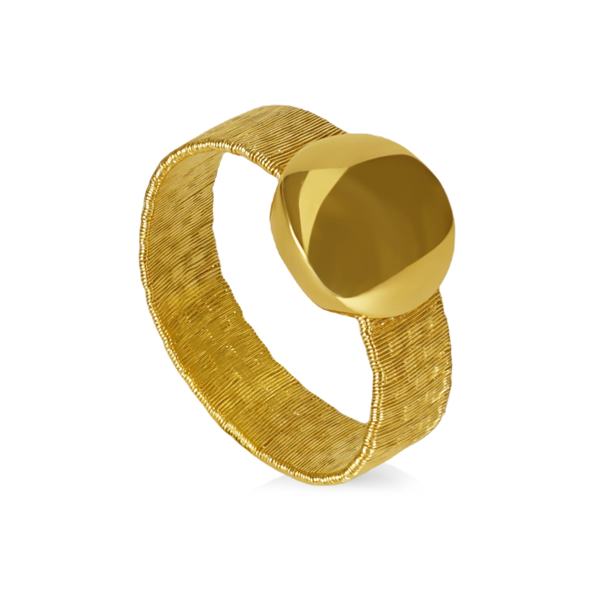 BLOOMVERE BRUSHED HAMMERED MIRROR OVAL RING (GOLD)