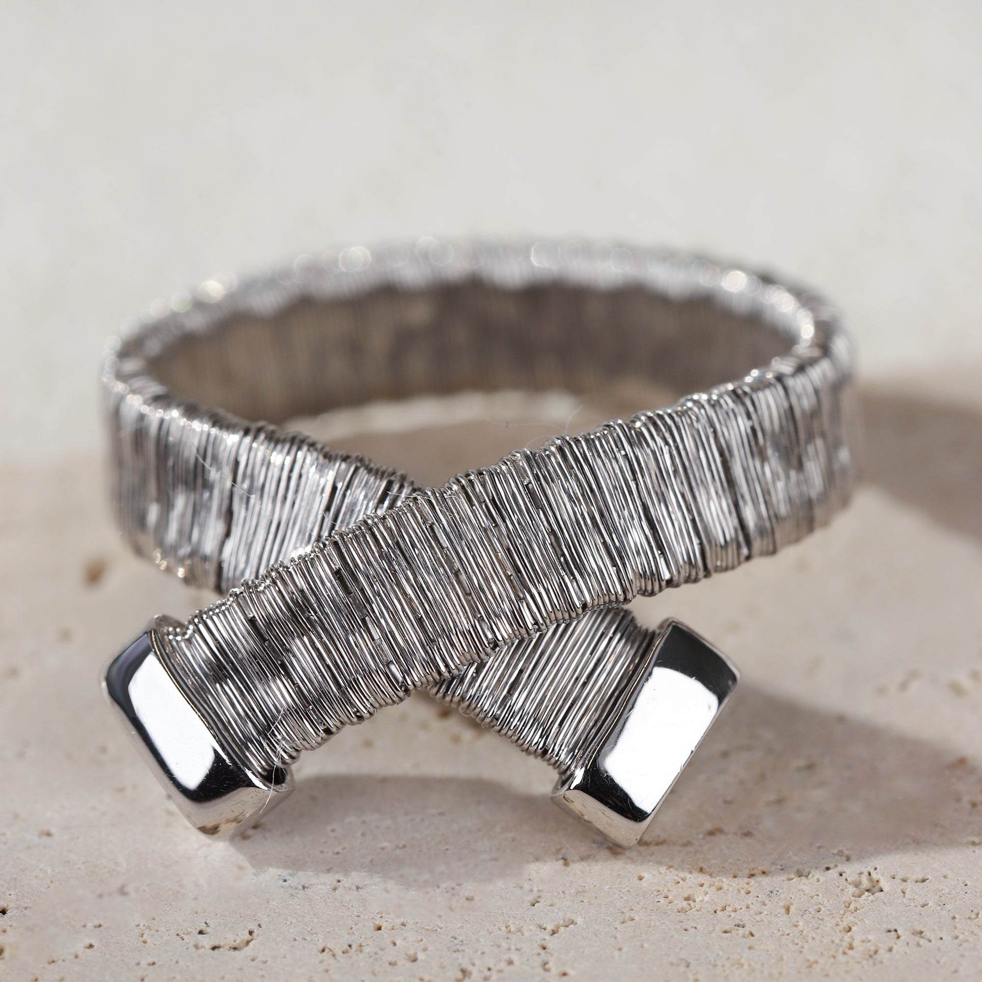 BLOOMVERE DOUBLE CROSS RING (SILVER)