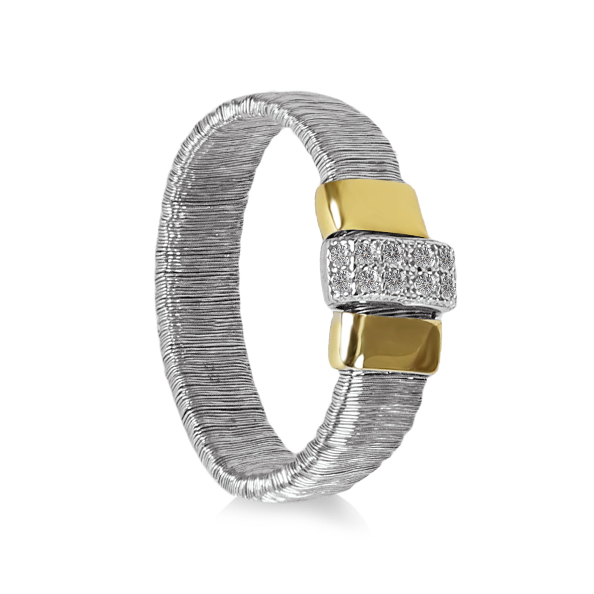 BLOOMVERE WIDE SHINY DIAMOND RING (SILVER)